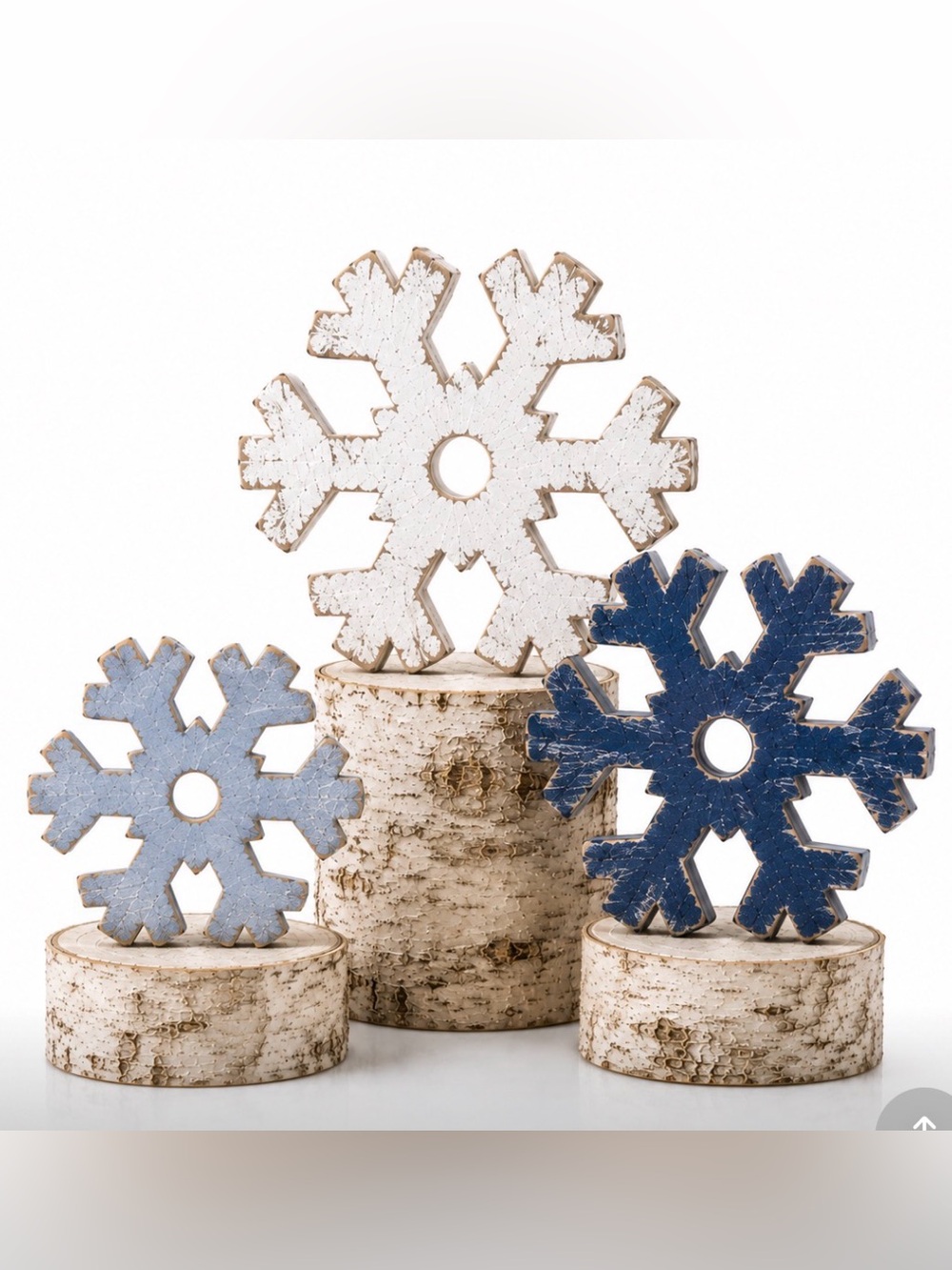 Rustic Wooden Snowflake Shelf Sitters - Set of 3